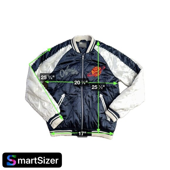 ASOS Satin Varsity Jacket Womens S Odyssey Embroidered Planets Mountains Bomber - Picture 2 of 8